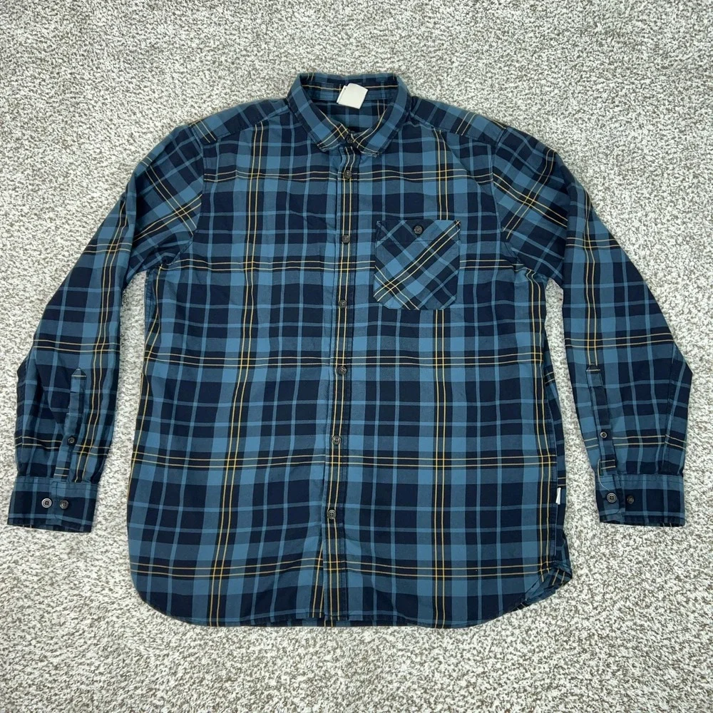 The North Face Shirt Mens XL Blue Plaid Long Sleeve Button Hiking Casual Outdoor